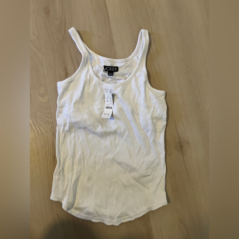 J. Crew White Ribbed Tank Top